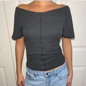 Off the shoulder Charcoal Gray Top
